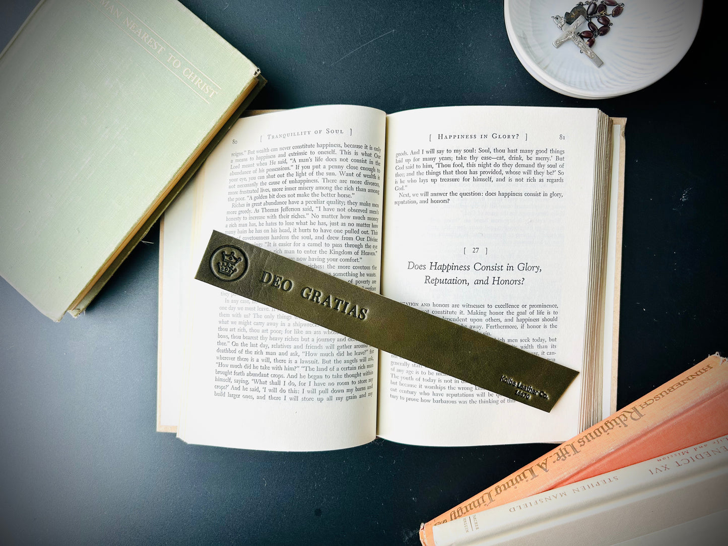 Leather "Deo Gratias" Bookmark